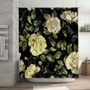 Luxury Floral Shower Curtain Bath Mat Decor Home Textile Waterproof Printing Bathroom Wall Hanging Decoration White Rose Design