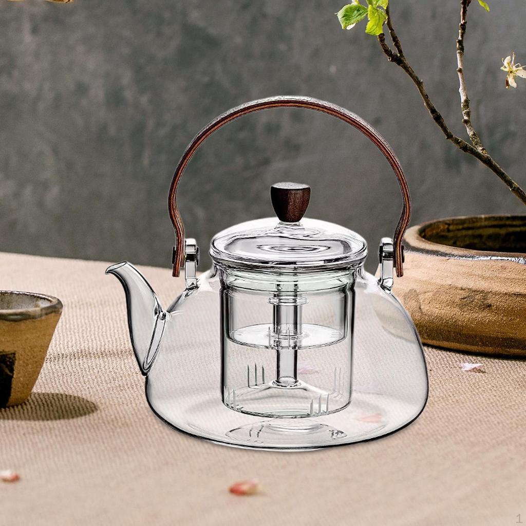 Glass Teapot Kettle 1L Stovetop Tea Loose Leaf Maker for Kitchen
