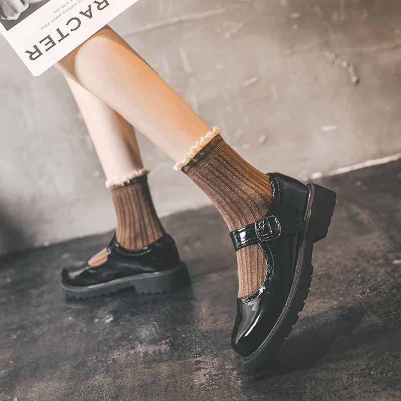 

Yuexinwang натуральная кожа плоская подошва для женской обуви Huizhou виноградная мать же маленькая кожаная обувь осень и зима новые ретро черные туфли женские 34