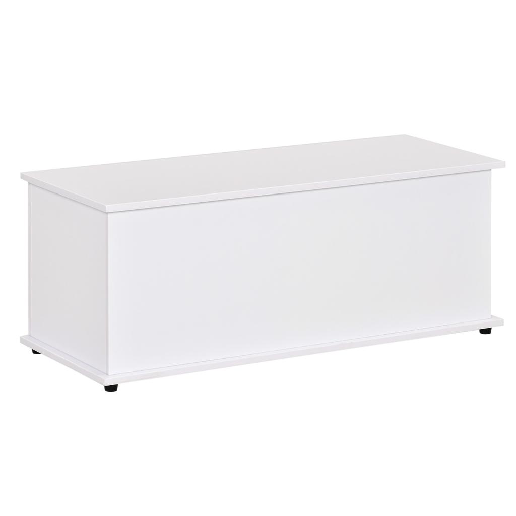 113L Storage Chest, Storage Box with Flip-Top Lid and 2 Safety Hinges, Storage Trunk for Living Room, Entryway, 100 x 40 x 40 cm, White