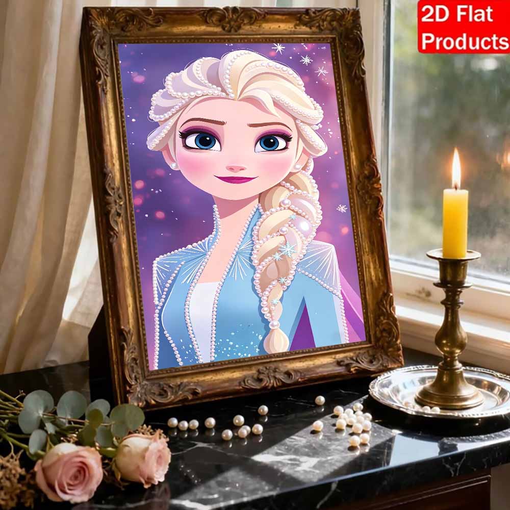 Disney DIY Pearl Art Painting Frozen Elsa Blue Pearl Dress Home Wall Decoration Pearl Gem Painting Pictures Crafts Home Decoration