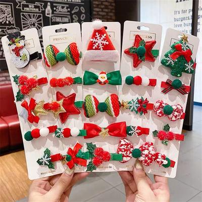 5pcs Hair Clip Set Christmas Decor Supplies Christmas Girls Kids Gifts New Year Party Decorations Baby Hair Accessories Wholesale Gift