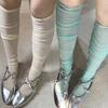Summer Thin Breathable Mesh Knee Long Socks Mesh Stockings Solid Color Long Socks Women Stockings