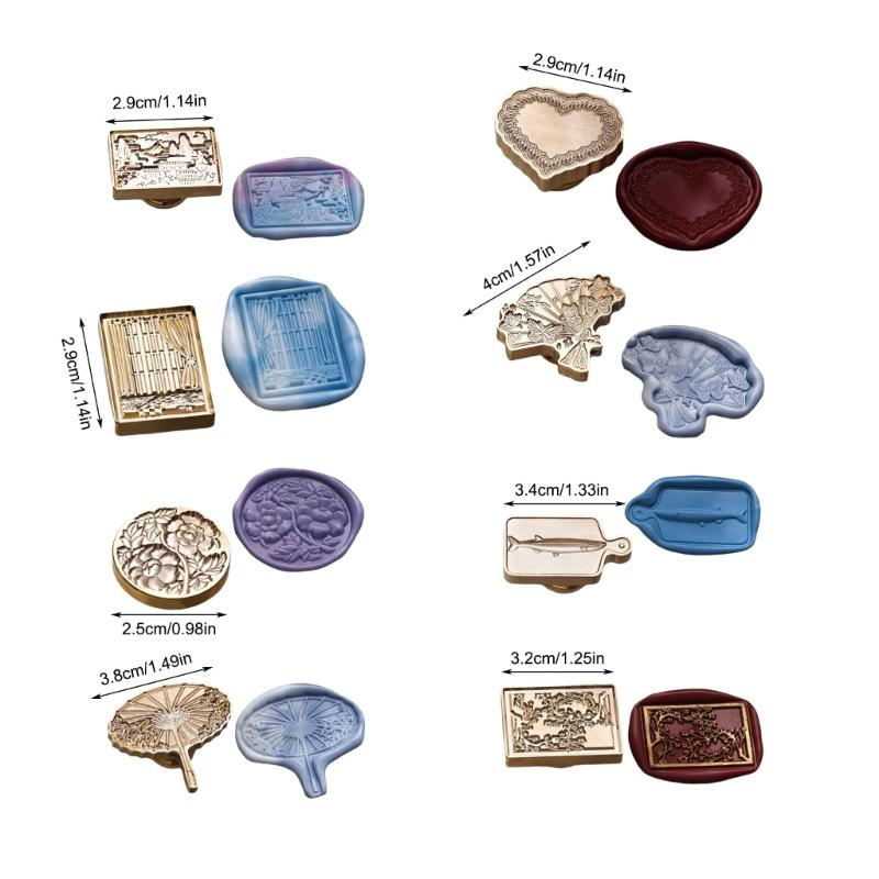 Umbrella Fish Flower Heart Pattern Seal Stamp for Journal Craft Embellishment Irregular Seal Stamp Head