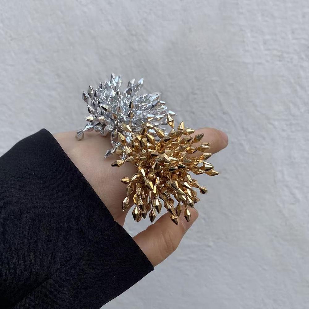 Exaggerated Beaded Crystal Flower Fringe Ring Temperament Ring Opening Adjustable Ladies Fashion Jewelry Accessory