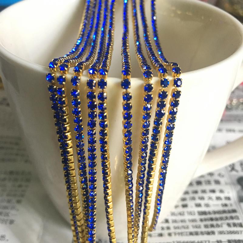 Wholesale 1-Row 1 yard SS6 Cystal Rhinestone Trim Close Cup Chain Claw DIY Jewelry Making