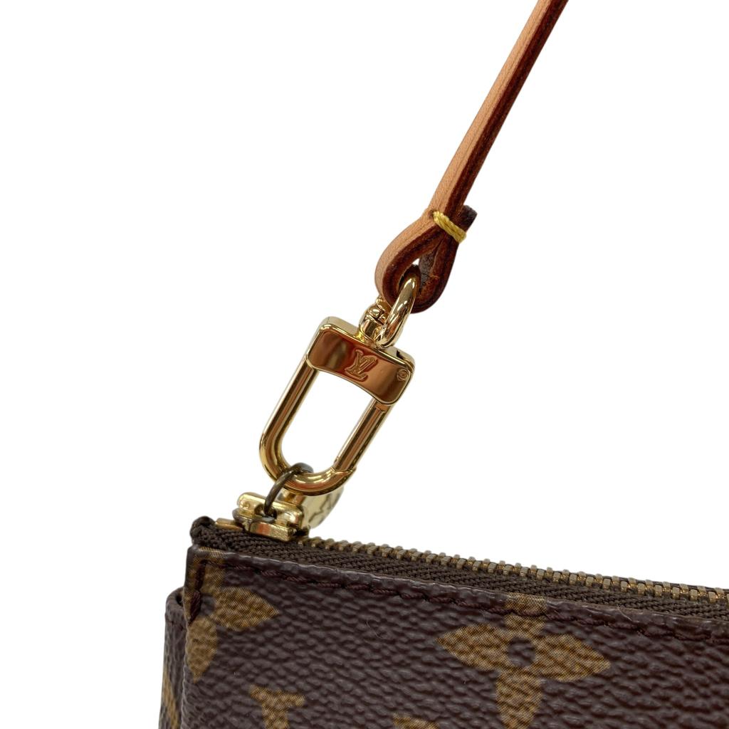 Used Louis Vuitton Monogram Pochette Accessoires M51980 Canvas Brown Authentic 1222