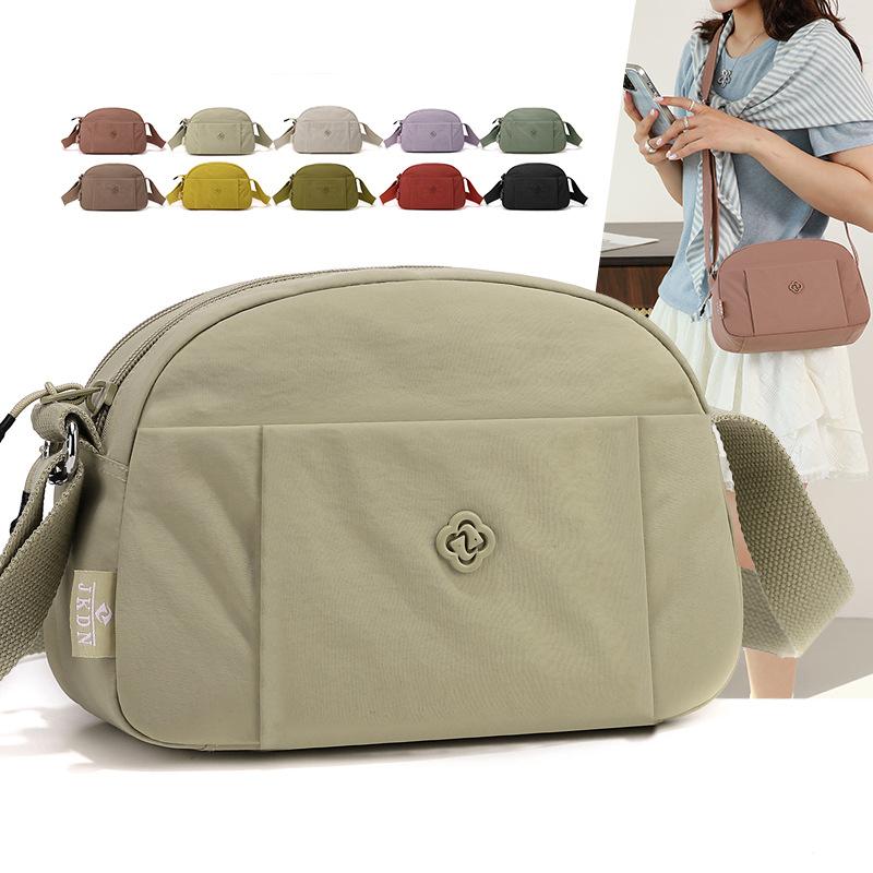 Solid Color Nylon Crossbody Bag Multi Pocket Casual Shoulder Bag for Women