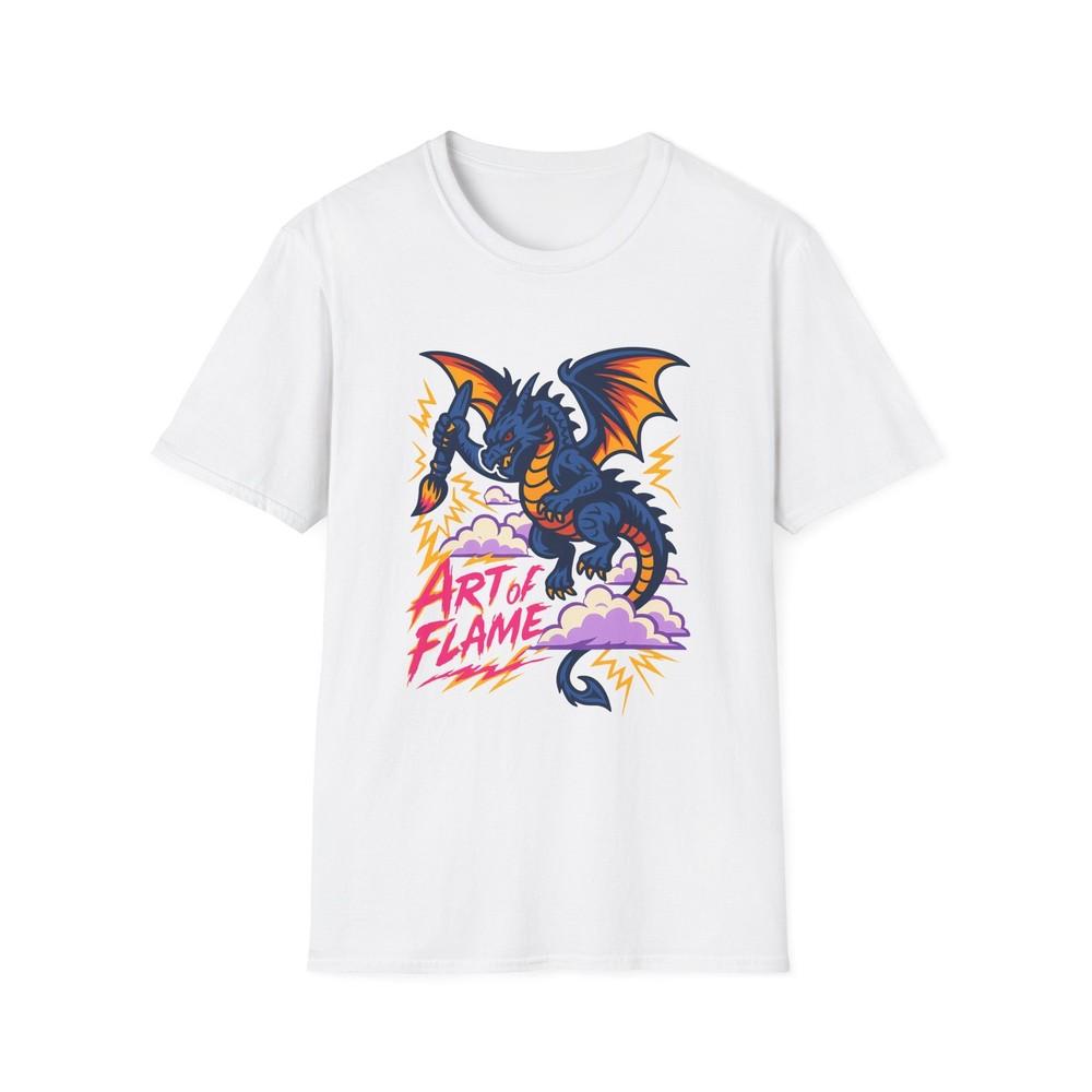 Unisex Softstyle T-Shirt Surreal Dragon Painting Clouds With Lightning