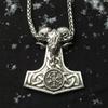 Thor's Hammer Necklace Valknut Compass Aries 126