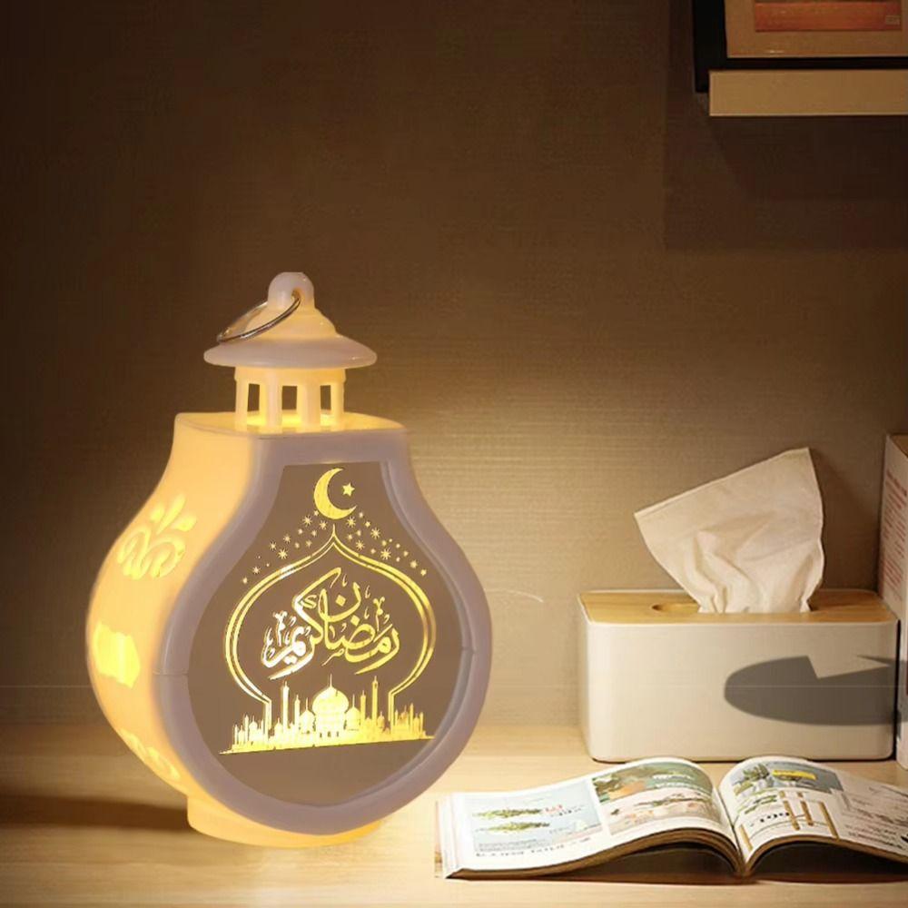 Creative Pear-shaped Candle Holder Retro Vintage Ramadan Lantern Portable Ramadan Kareem LED Lantern Light Hari Raya Decoration