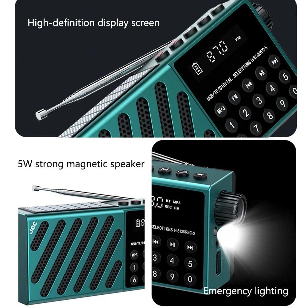 Solar Charging FM Radio Receiver USB TF Card Wireless Bluetooth Speaker Pocket Digital Player