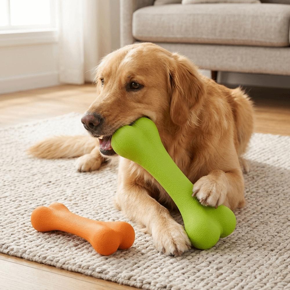 Solide Gummistruktur Knochen Hundespielzeug Abriebfest Leckerli-Spender Spielzeug Alleine Langeweile Vertreiben