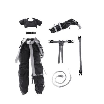 [TOYBARJAPAN] 112 Scale Action Figure Special Offer: Black Fashion Functional Clothing Set (Top and Bottom) with Overalls, Compatible with MaleFemale