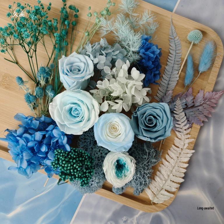 Blue Series Dried Flower DIY Kit: Hydrangea, Thousand-Layer Gold, Eucalyptus Leaf Souvenir Decoration