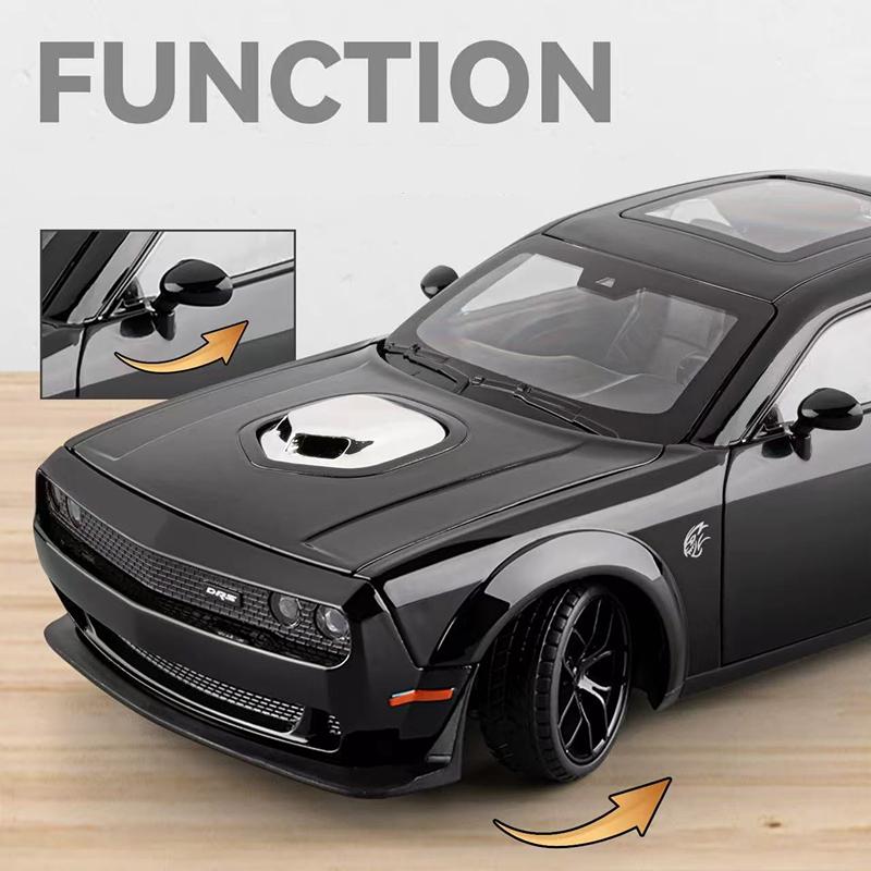 1/18 Dodge Challenger SRT Hellcat Alloy Track Racing Car Model Metal Muscle Sports Car Vehicles Model Sound Light Kids Toys Gift