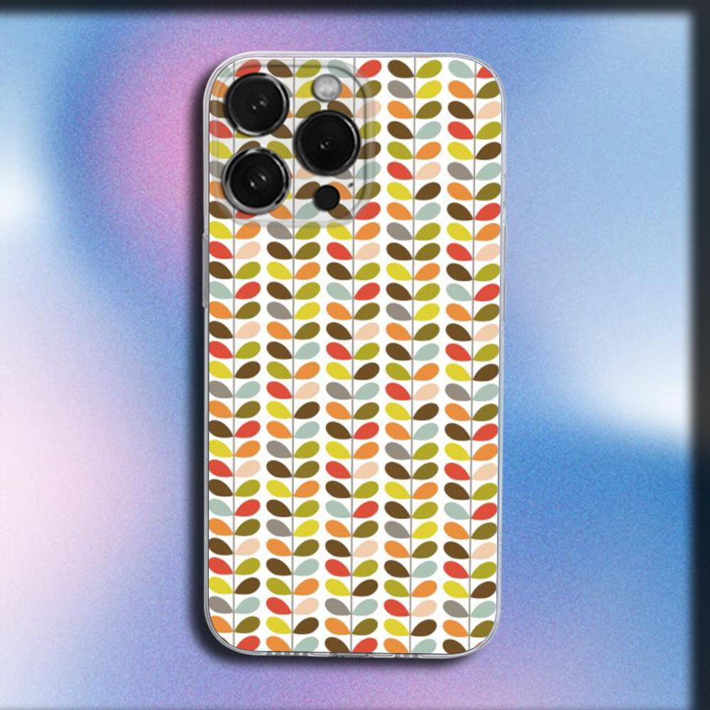Multi Stem Orla Kiely Folio Phone Case For iPhone 16,15,14,13,12,11 Plus,Pro,Max,XR,XS,X,Plus,SE,Mini Transparent Soft Cover