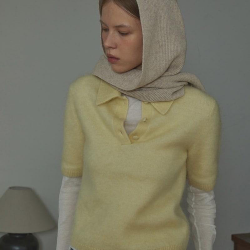 

White Project HOOD VIRGIN WOOL KNIT MUFFLER_OATMEAL OATMEAL