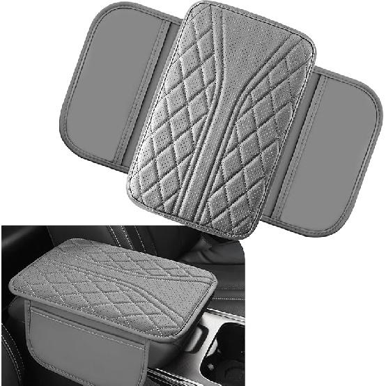Car Center Console Cover, Leather Auto Armrest Cover With 2 Storage Bags, Universal Cars Armrest Cushion, Vehicle Interior Accessories Protector For