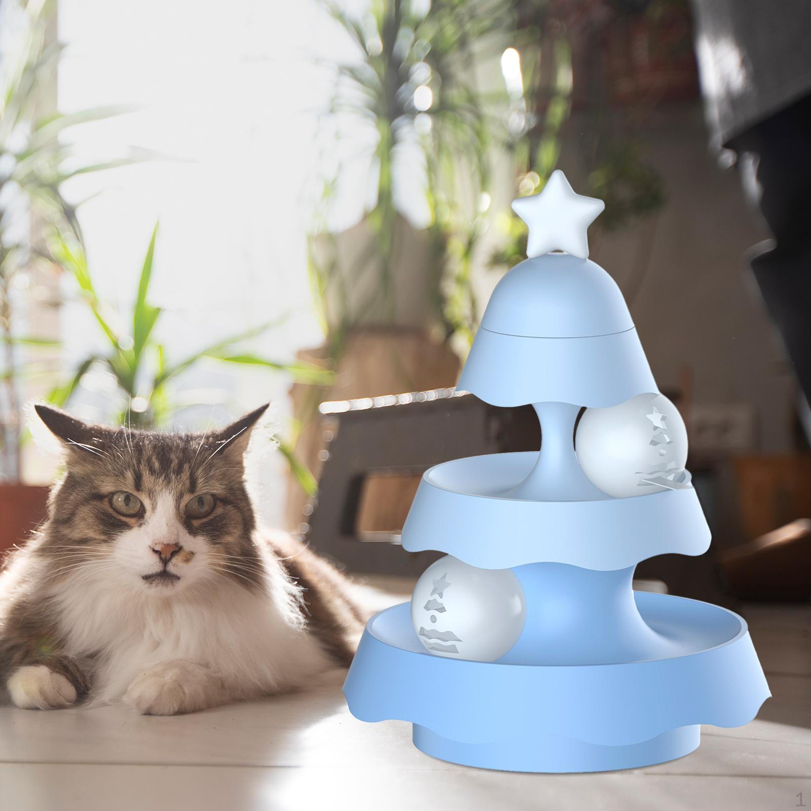 

Іграшка-трек з м ячиком для котів, тренувальна гра для кошенят, що ганяються, для розваги, обертальна платформа синій