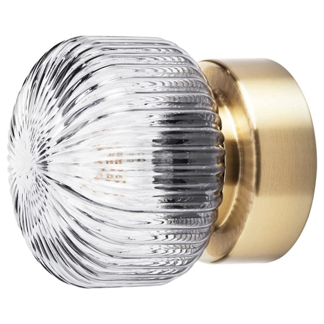 

IKEA SOLKLINT: Brass Wall Lamp with Gray Clear Glass (204.640.70)