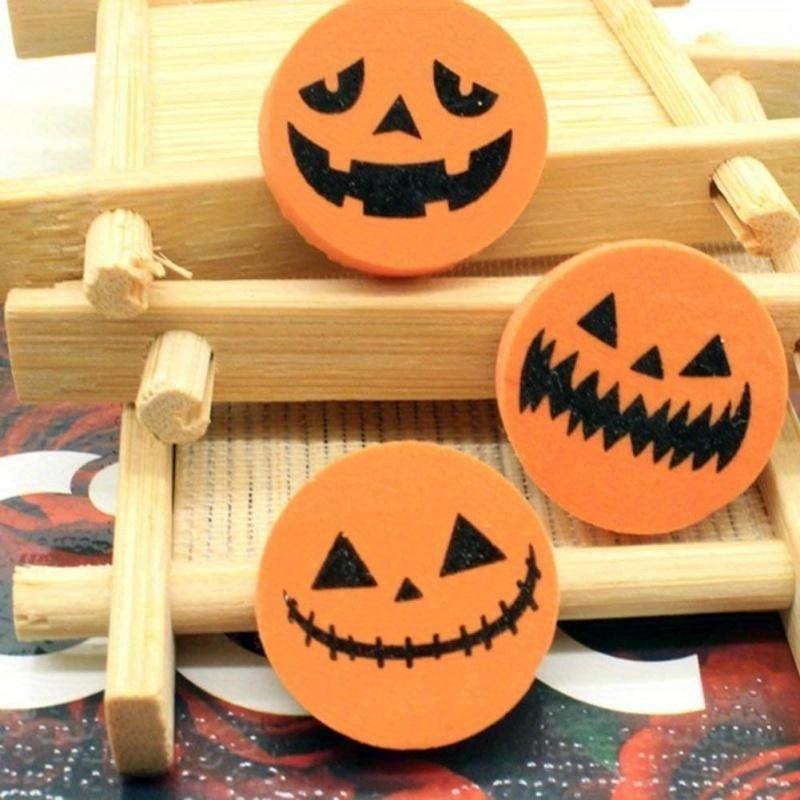 10pcs Creative Halloween Rubber Pumpkin Printing Eraser Students Stationery