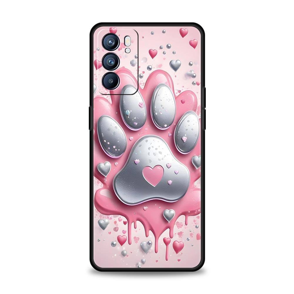 Og Paw Print Aesthetics Phone Case For Oppo Reno 13 12 11 10 7 F Find X5 X6 A98 A80 A79 A78 A57 A54 A31 A17 Pro Soft TPU Cover