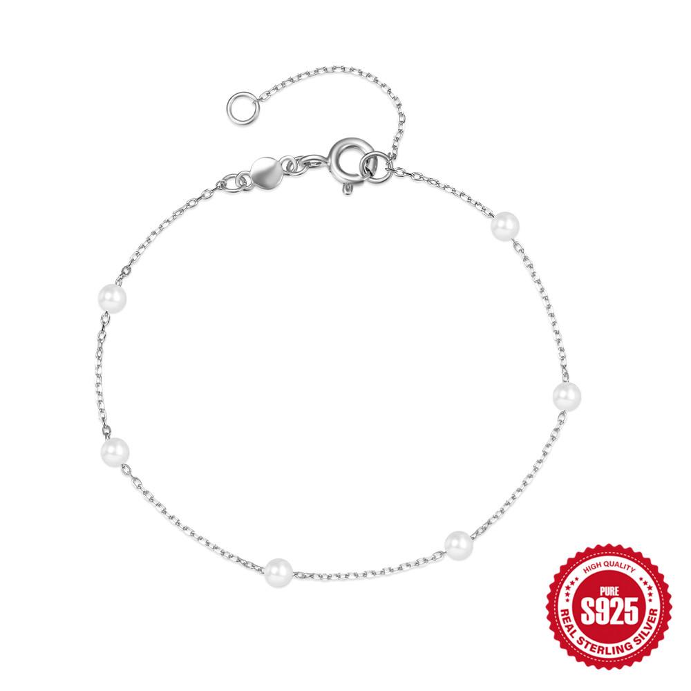 CANNER Real S925 Silver Mini Zircon Flower Pendant Bracelet Chain for Women's Fine Jewelry Gifts Gold Bracelets Bangles