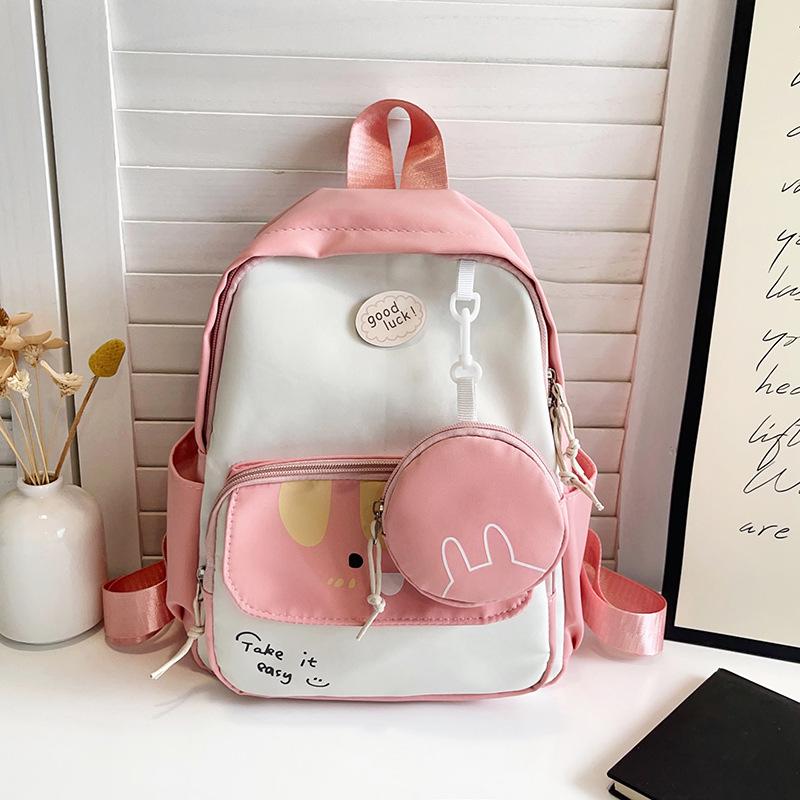Versatile new school bag small fresh contrast kindergarten backpack two-piece cute backpack