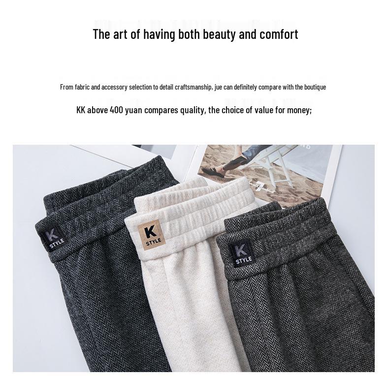 Damskie spodnie z wysokim stanem, z mieszanki wełny, z prostymi nogawkami, pogrubione, petite, długość 9/10 na jesień/zimę 2024