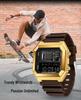 Sanda Luminous Waterproof Teen Alarm Watch - Square Electronic Sports Countdown Timer