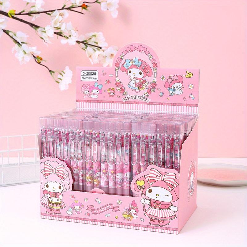 144Pcs 0.5mm Creative Cartoon Pink Rabbit Metal Hook Press Pen Cute High-value Neutral Brush Pen Black