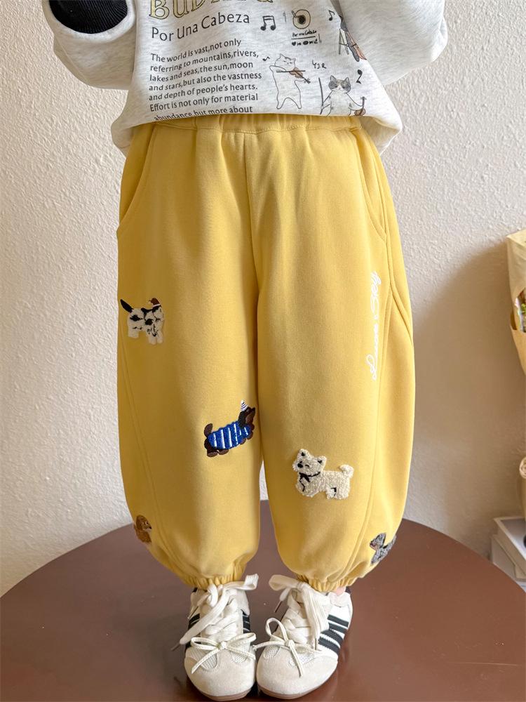 Girls' Fashionable Embroidered Sweatpants for Spring & Autumn 2025