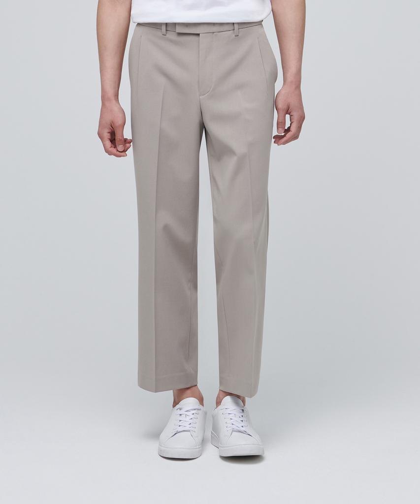 Musinsa Standard Wide Hidden Banding Crop Slacks [Light Beige]
