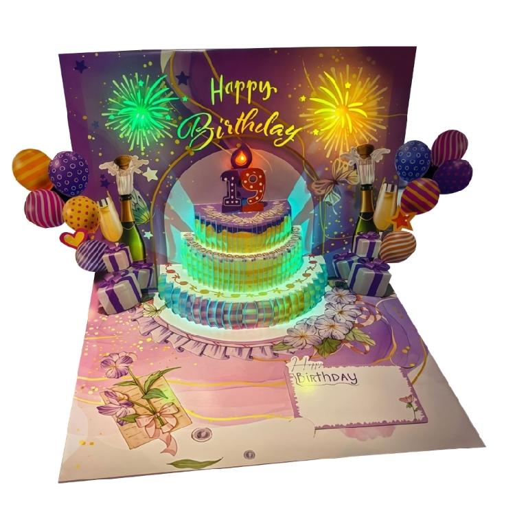 Birthday Card with Light and Music With Envelope Musical Happy Birthday Card for Women Men Husband Wife Children