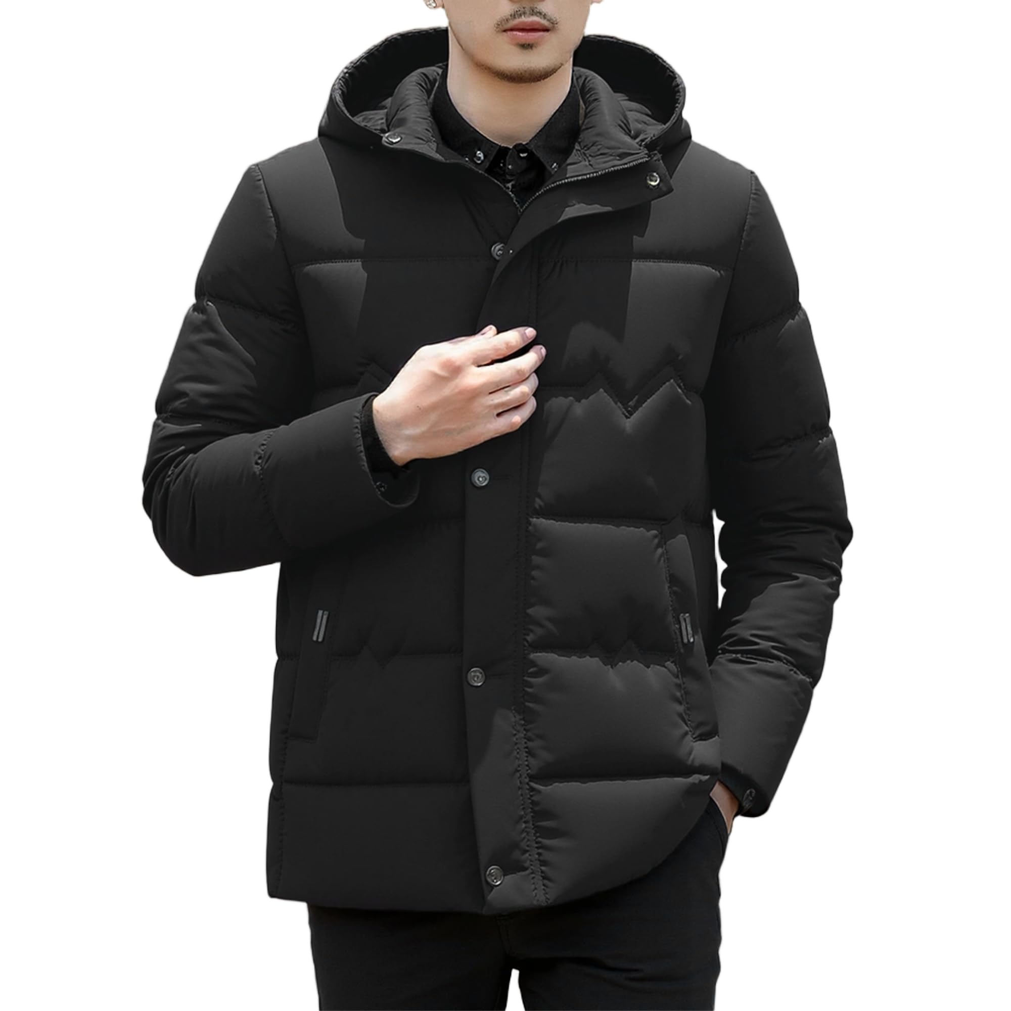 

inotenka Пуховик Зимний Холодная Погода Размеры Куртка с Набивкой Размер Мужская Куртка, Верхняя Одежда, Куртка, M-4XL, Ветрозащитный, Легкий, (Черный, XL) чёрный