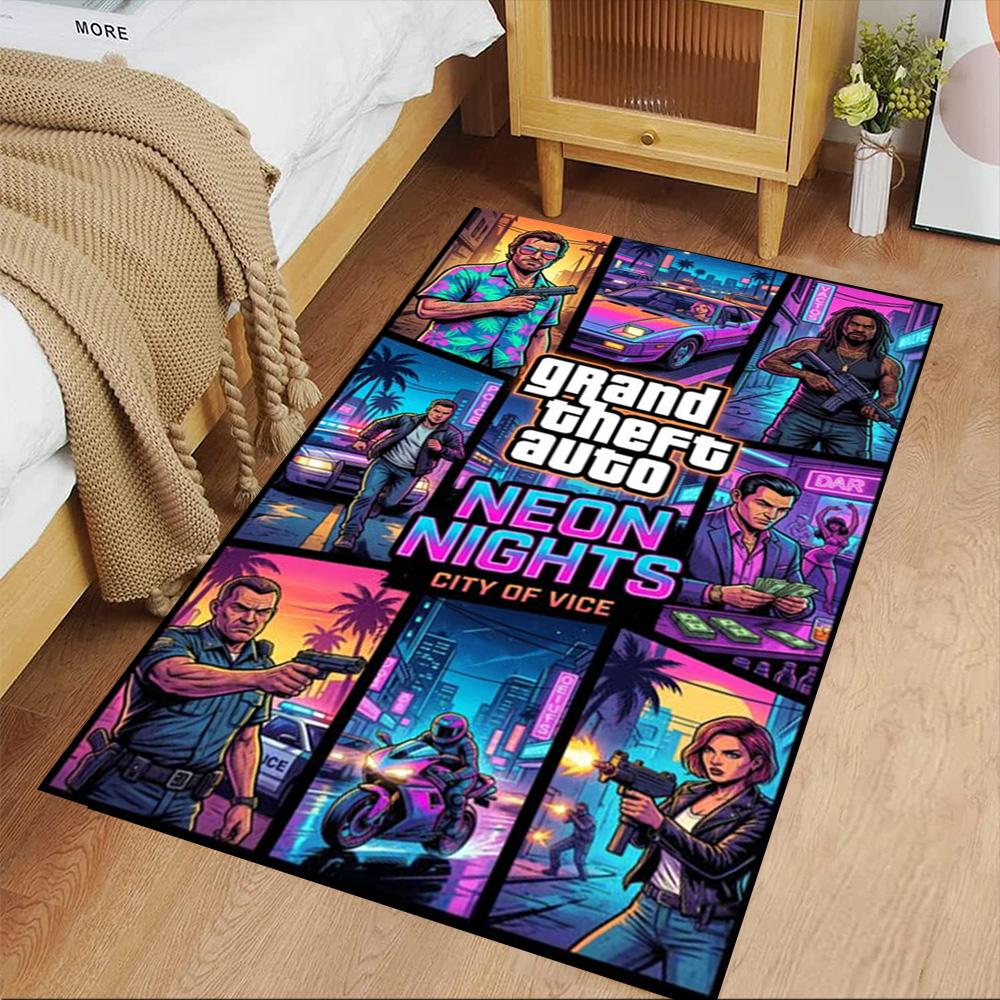 Grand Theft Auto Floor Rug Office Rug Design for Living Rooms Dining Room Bedrooms Playrooms Antislip Carpet Anime Office Decor