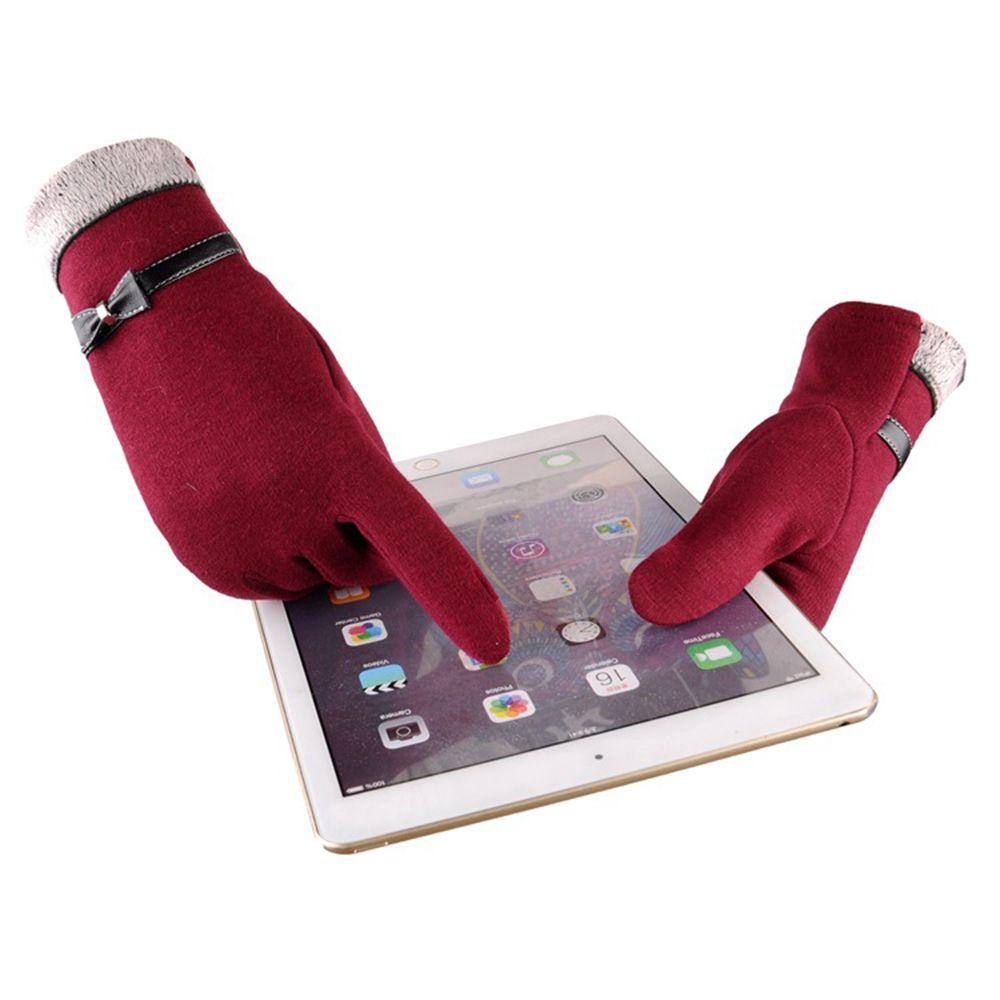 Warm Driving Outdoor Plush Fashion Accessories Full Finger Gloves Bow Mittens TouchScreen Gloves