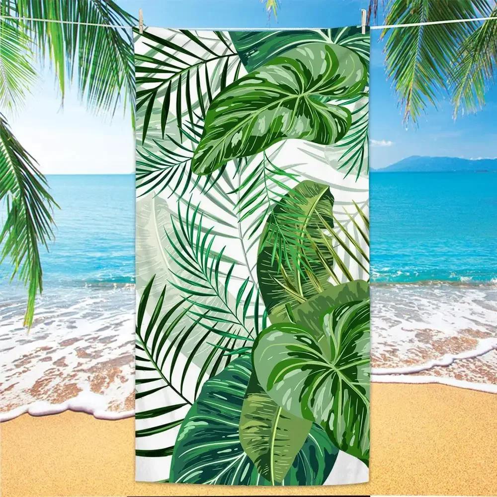 Sand Free Quick-dry Microfiber Bath Towels Tropical Plants Printed Beach Towel Portable Swimming Towels Blanket Beach Cover Up
