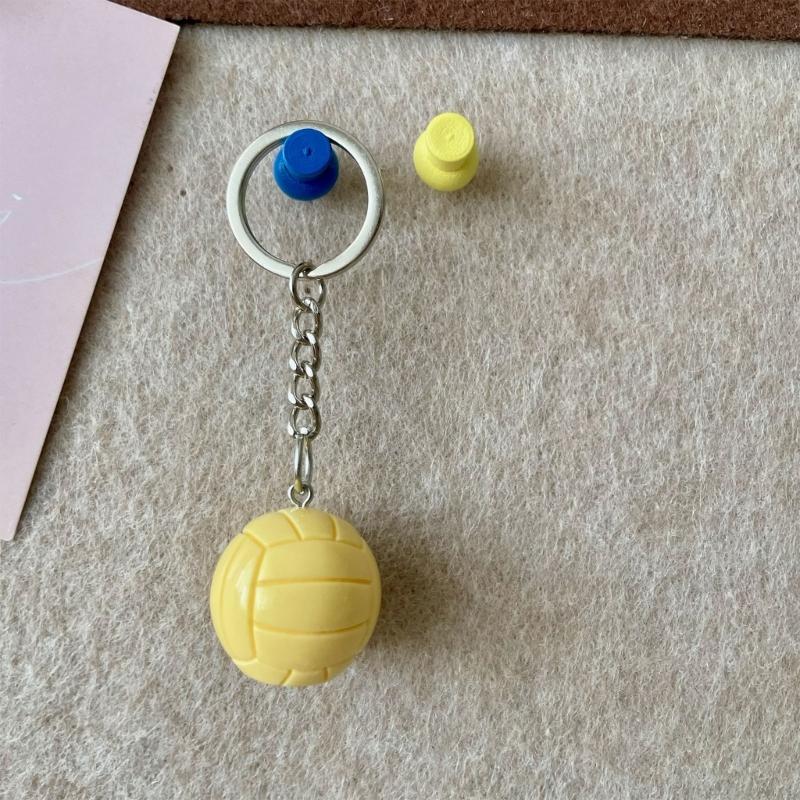 Creative 3D Basketball Football Keychain Handmade Resin Sport Theme Decoration For Bags Keys Car Interior Gift