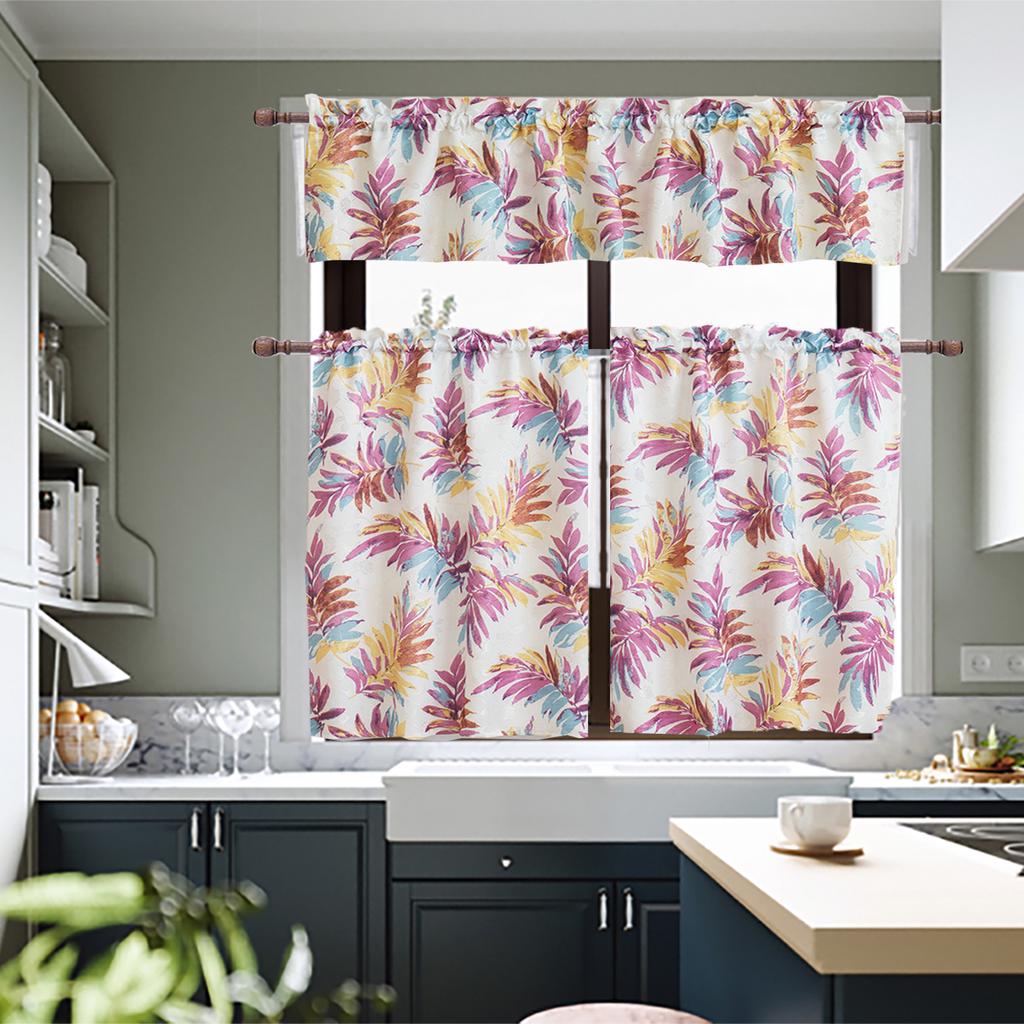 Buy 3pcs Set Leaf Printing Kitchen Window Curtain Living Room Home Screen Door Curtain Decoration At Affordable Prices Price 26 Usd Free Shipping Real Reviews With Photos Joom