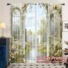 2Pcs Palace Arch Flowers Print Curtains,suitable for Bedroom,living Room,home Decor,living Room Curtains Set Window Curtain