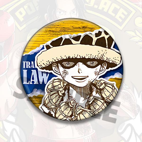 One Piece Anime Badge Pins Luffy Ace Law Childhood Cartoon Brooch Keychain Shiny Film Button Accessories Merchandise Collection