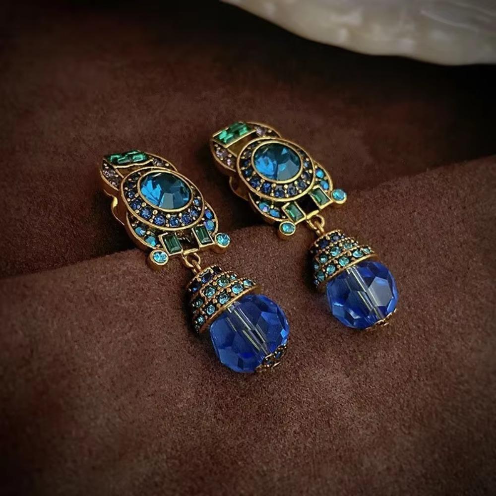 Rhinestone Blue Crystal Earring Sparkle Stud Earring Women Jewelry Drop Earring  Party