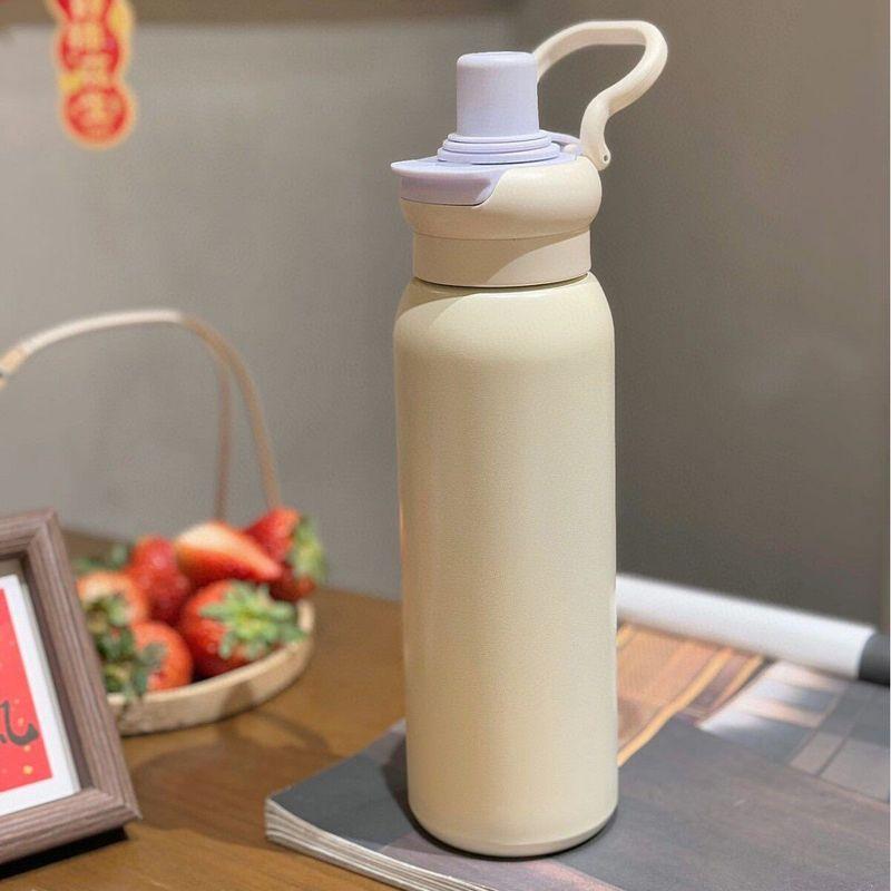 New Stylish High-Capacity Thermos Cup Made of 316 Stainless Steel, Cute Insulated Water Bottle with Straw for Children and Students