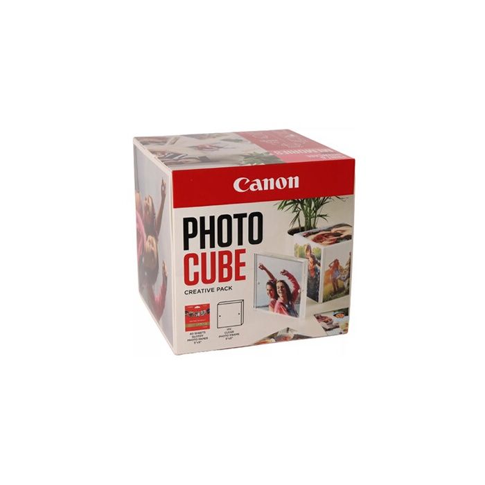 Pack Créatif - Canon - Photo Cube - Papier Photo Glacé 5x5" - Cadre Magnétique - 40 Feuilles