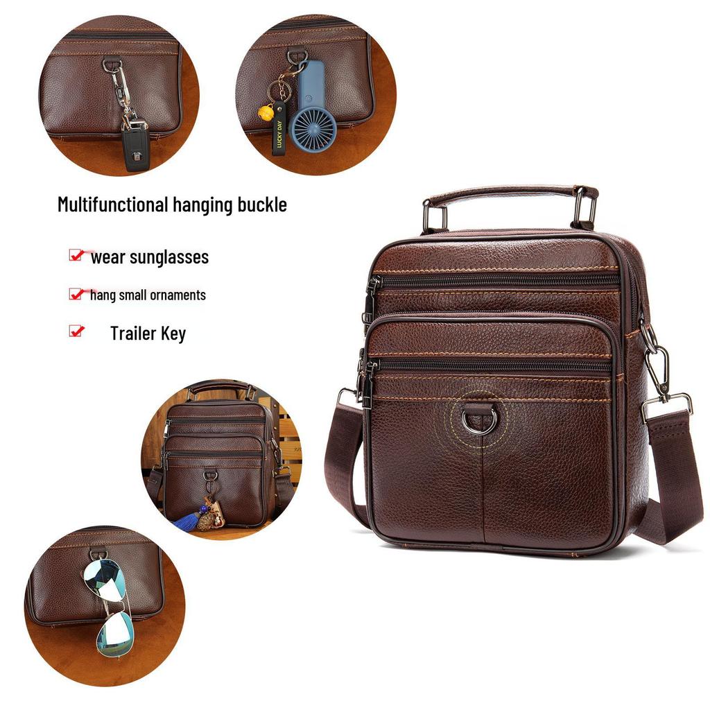 Malunte Geantă de Umăr Crossbody pentru Bărbați din Piele Naturală - Business Casual Piele de Vacă Strat Superior