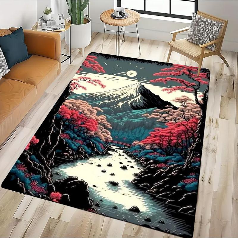 2026 New Retro Landscape Paintings Carpet Rug for Bedroom Living Room Sofa Home Doormat Decor,Large Kids Play Non-slip Floor Mat