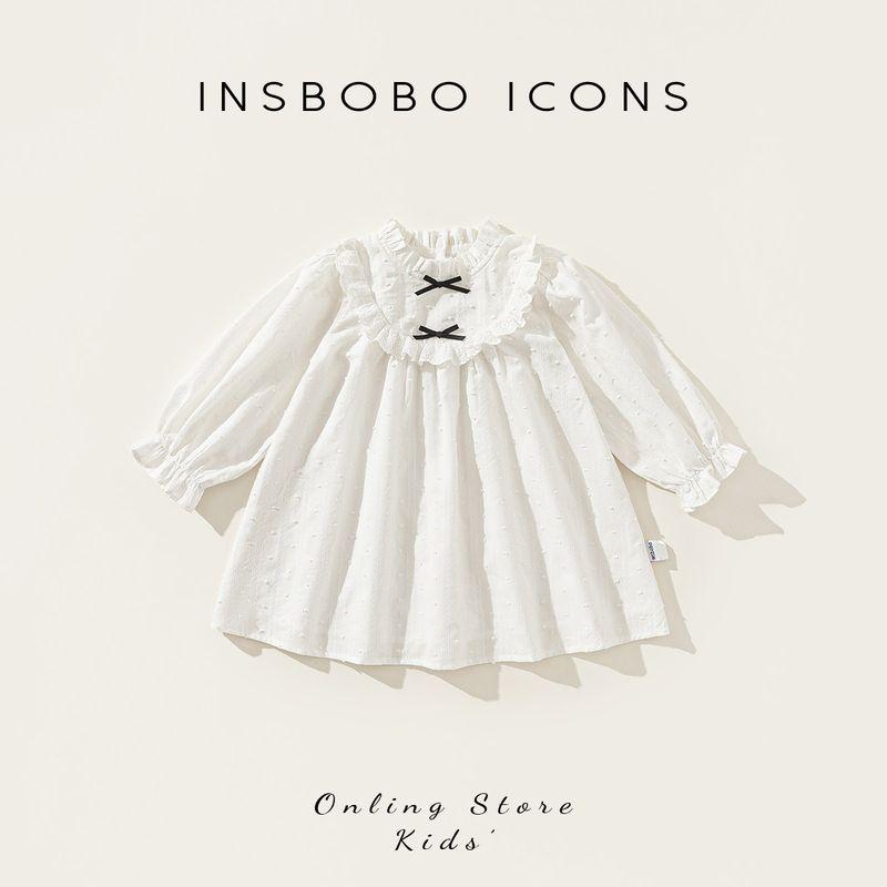 Insbobo Girls  Dress 2026 Spring New Princess Dress Children s Beautiful Dress Stylish Children s Clothing for Girls White 80