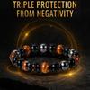WFJ Obsidian Hämatit Dreifachschutz Armbänder Set - Tigerauge Perlen Natürlicher Stein Armband für Männer Frauen Edelstein (10 MM)